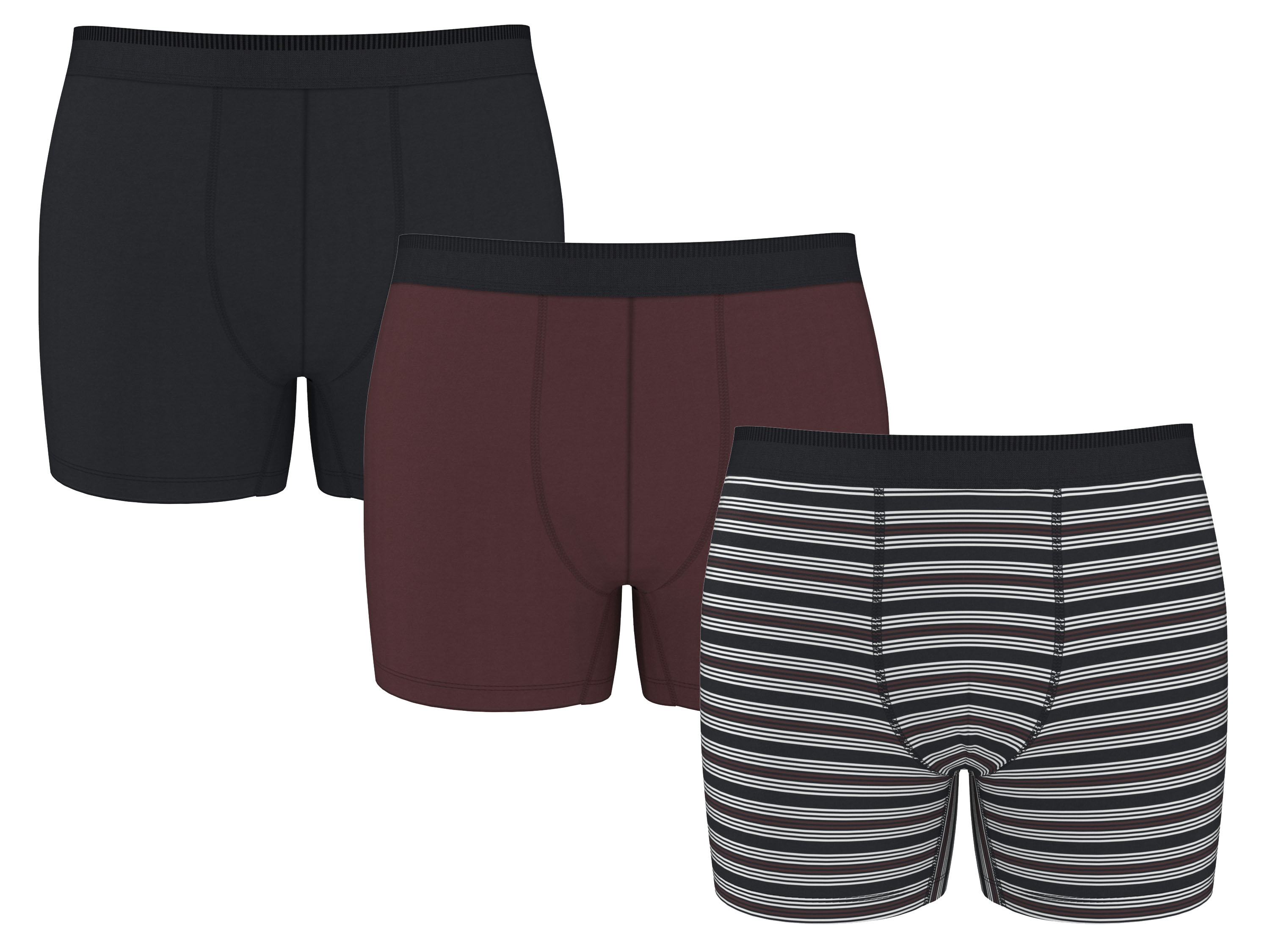 ESMARA MEN Bokserki, 3 pary (Pasy/czarny/czerwony, 8/XXL)