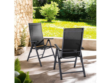 LIVARNO home Zestaw 2 składanych krzeseł aluminiowych Houston, czarny/ antracyt