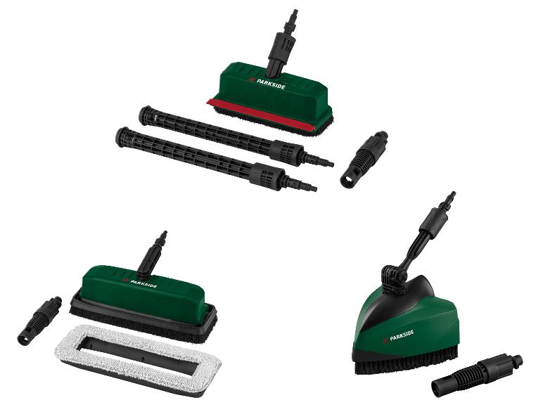 Zestaw szczotek czyszczących Parkside z przedłużkami i różnymi nasadkami.