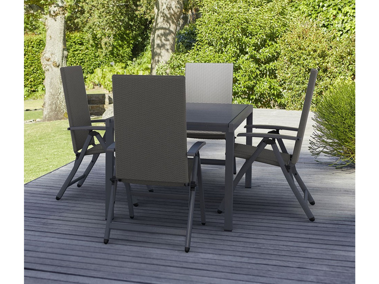 Pełny ekran: LIVARNO home Zestaw plecionych mebli ogrodowych Valencia (stół + 4 krzesła składane), szary - zdjęcie 1