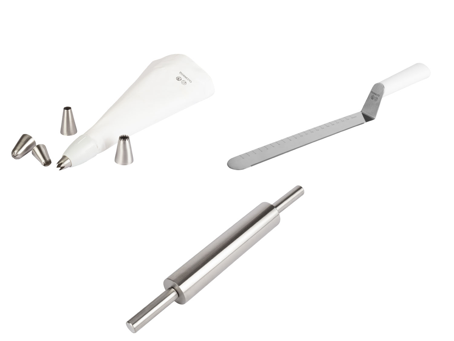 ERNESTO® Rękawy cukiernicze/ Szpatułka/ Wałek do ciasta