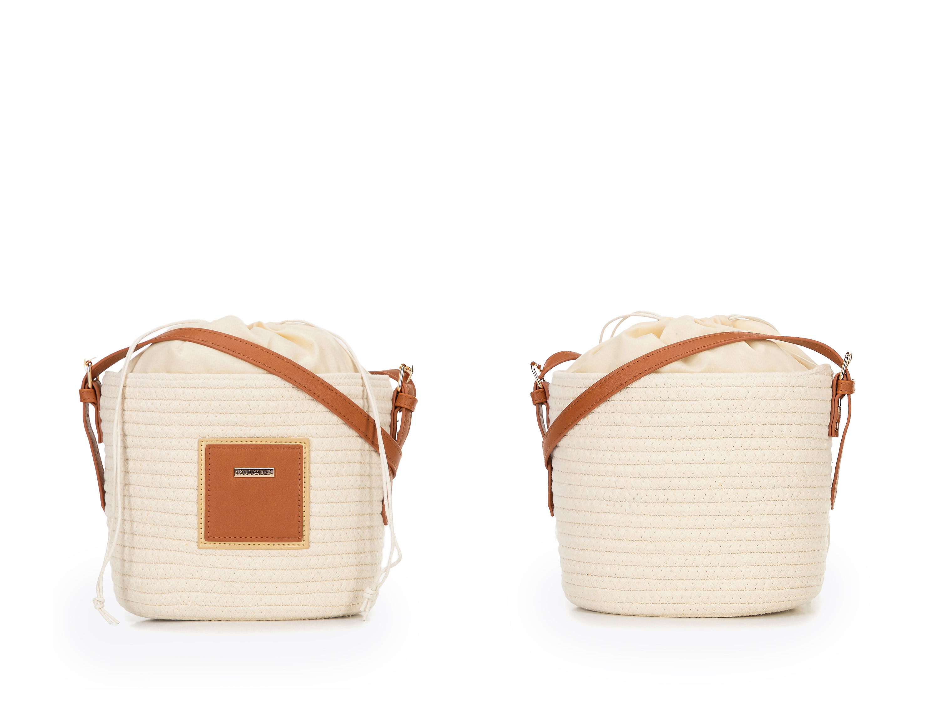 WITTCHEN Torebka / plecak damski z rafii, 27 wzorów (Torebka crossbody, mała, Beżowy)