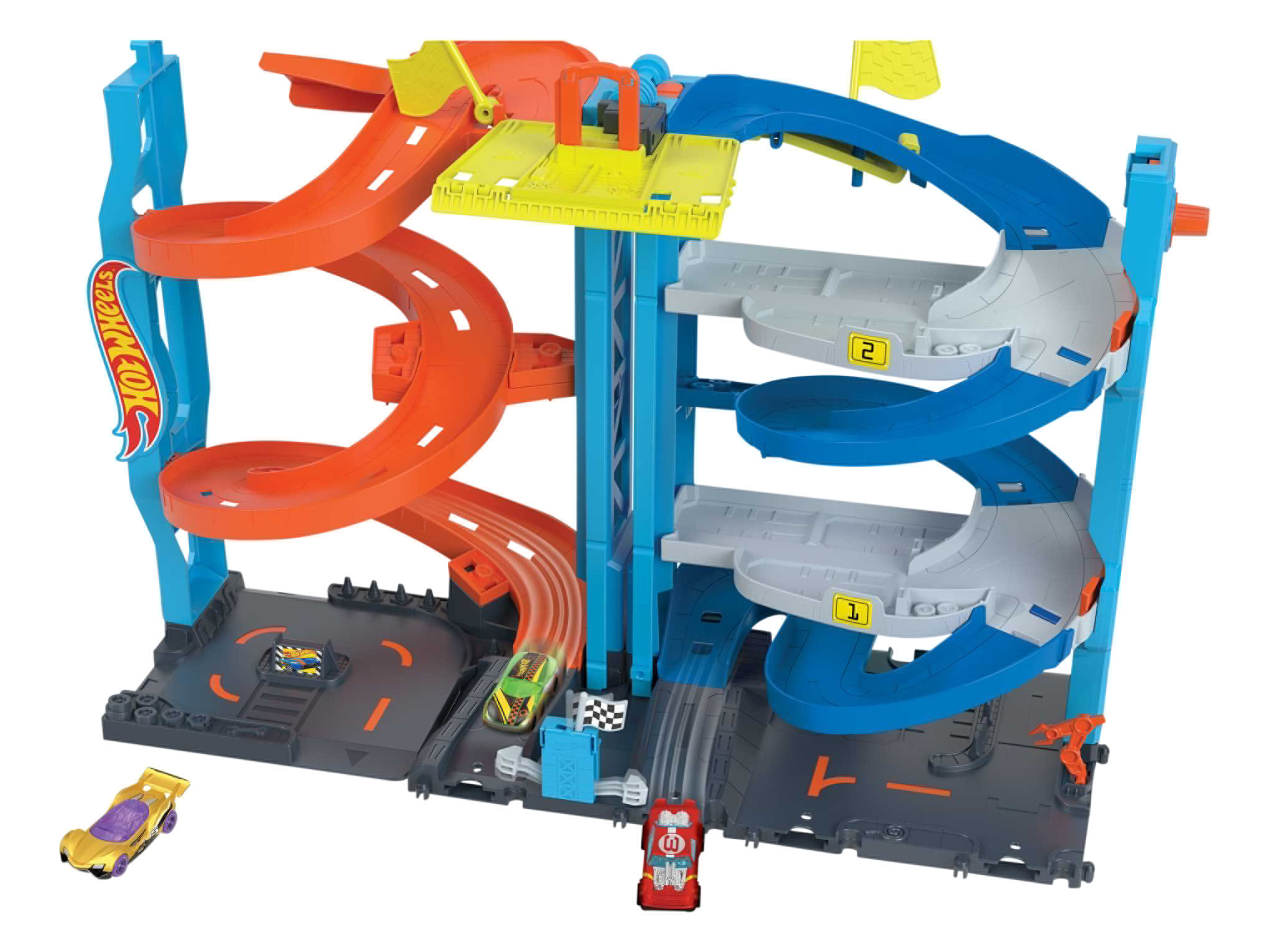 HOT WHEELS Miejska wieża wyścigowa z transformacją / Akcja Skok w kształcie 8. (Zestaw wieży wyścigowej HKX43)