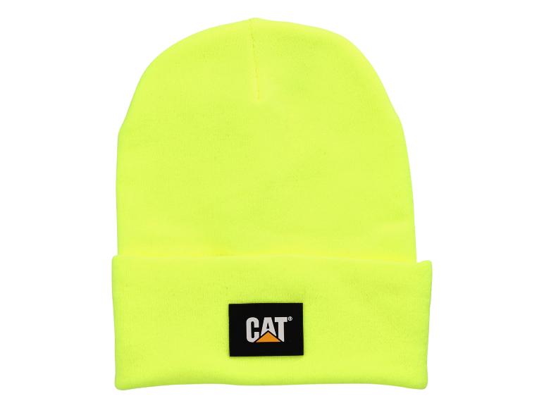 Żółta czapka typu beanie z logo CAT.