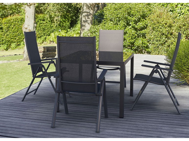 Pełny ekran: LIVARNO home Zestaw aluminiowych mebli ogrodowych Houston (stół + 4 krzesła składane), czarny/ antracyt - zdjęcie 1