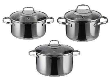 SILVERCREST® Zestaw 3 garnków ze stali szlachetnej z pokrywkami