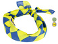 Żółto-niebieska bandana z logo Lidl.