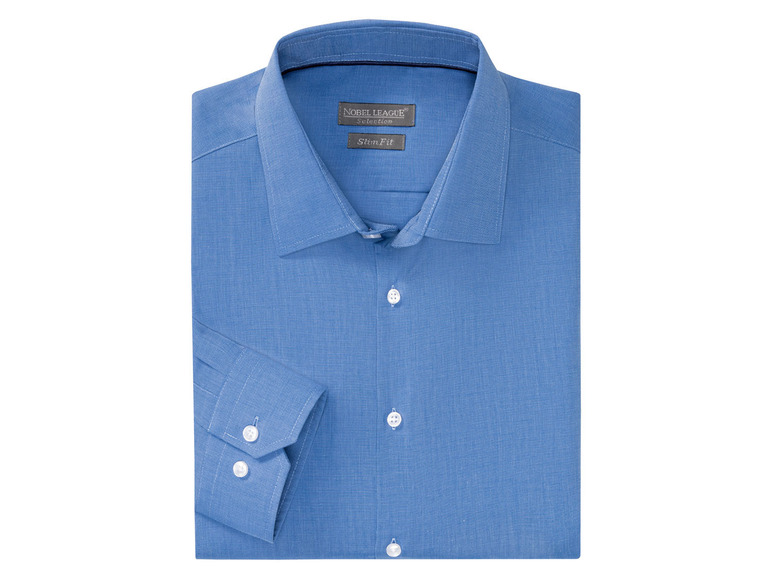 Pełny ekran: NOBEL LEAGUE® Koszula biznesowa męska z bawełny, slim fit, niebieski - zdjęcie 3