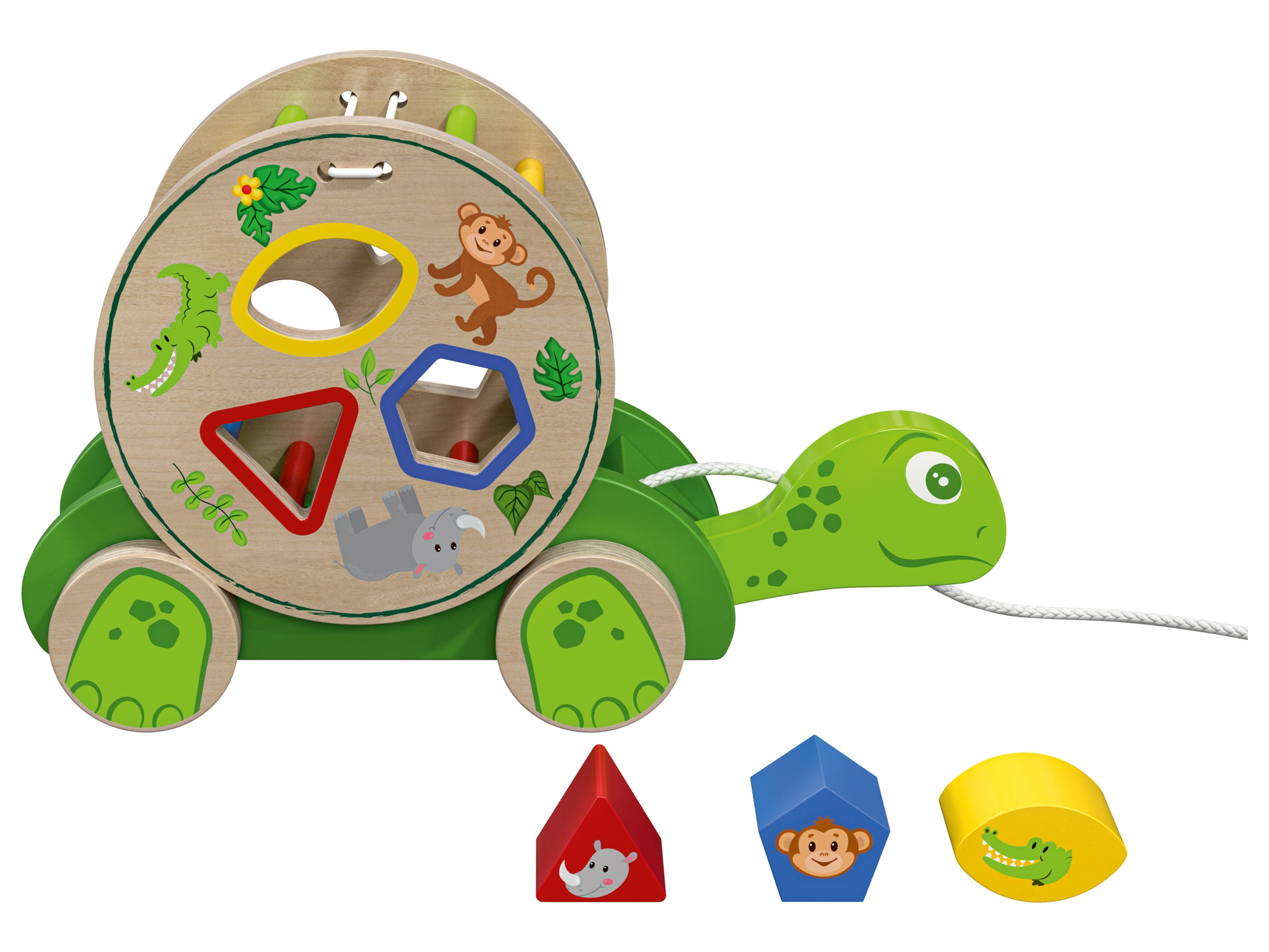 PLAYTIVE Drewniana zabawka edukacyjna motoryczna (Żółw do ciągnięcia)