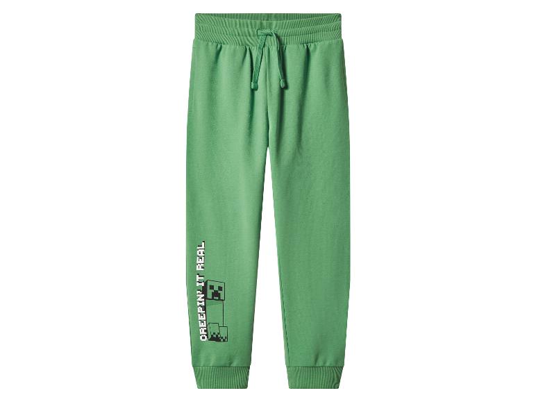 Zielone spodnie dresowe z nadrukiem Minecraft Creeper i napisem „CREEPIN' IT REAL”