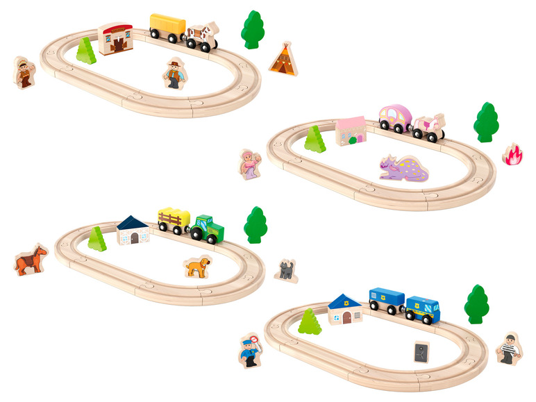 Pełny ekran: Playtive Zestaw drewnianych torów kolejowych, 18 elementów - zdjęcie 1