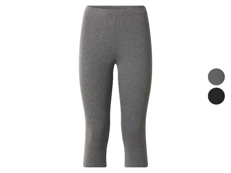 Damskie szare legginsy capri z opcjami koloru ciemnoszarego i czarnego.