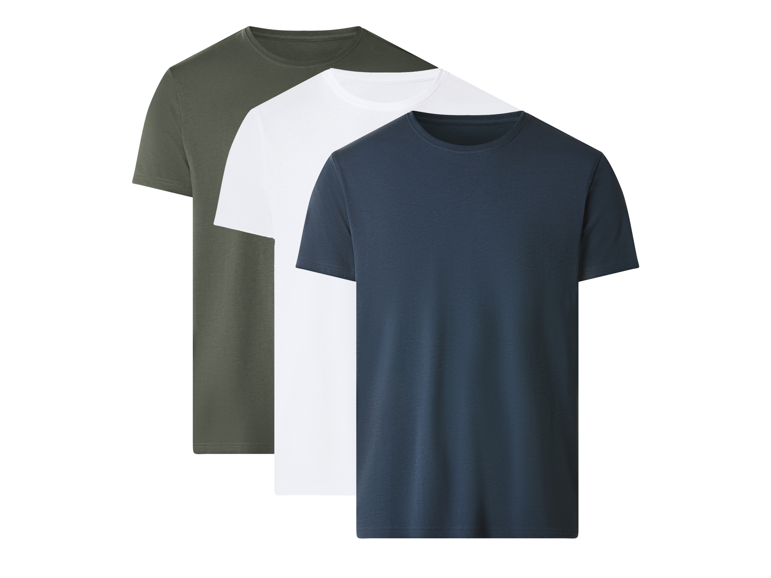 ESMARA MEN T-shirty męskie, 3 sztuki (Niebieski/zielony/biały, M (48/50))