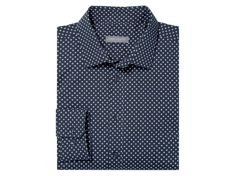 Pełny ekran: NOBEL LEAGUE® Koszula biznesowa męska, super slim fit, niebieska we wzory - zdjęcie 3