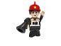 Figurka Lego strażaka w czerwonym hełmie z megafonem