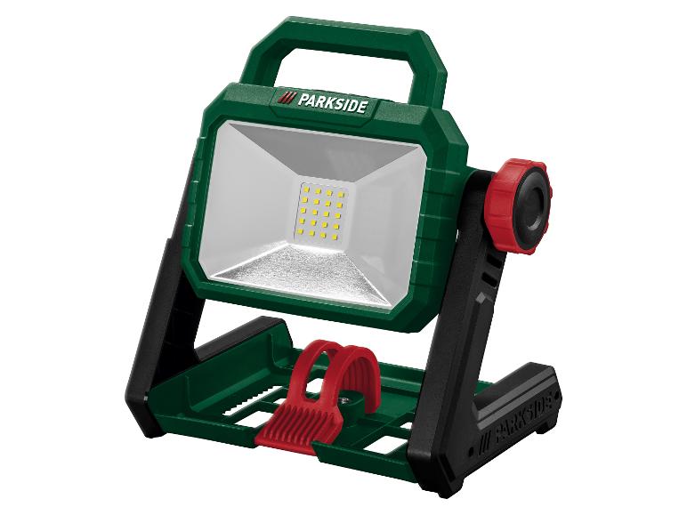 Lampka robocza LED Parkside ze składaną podstawką.