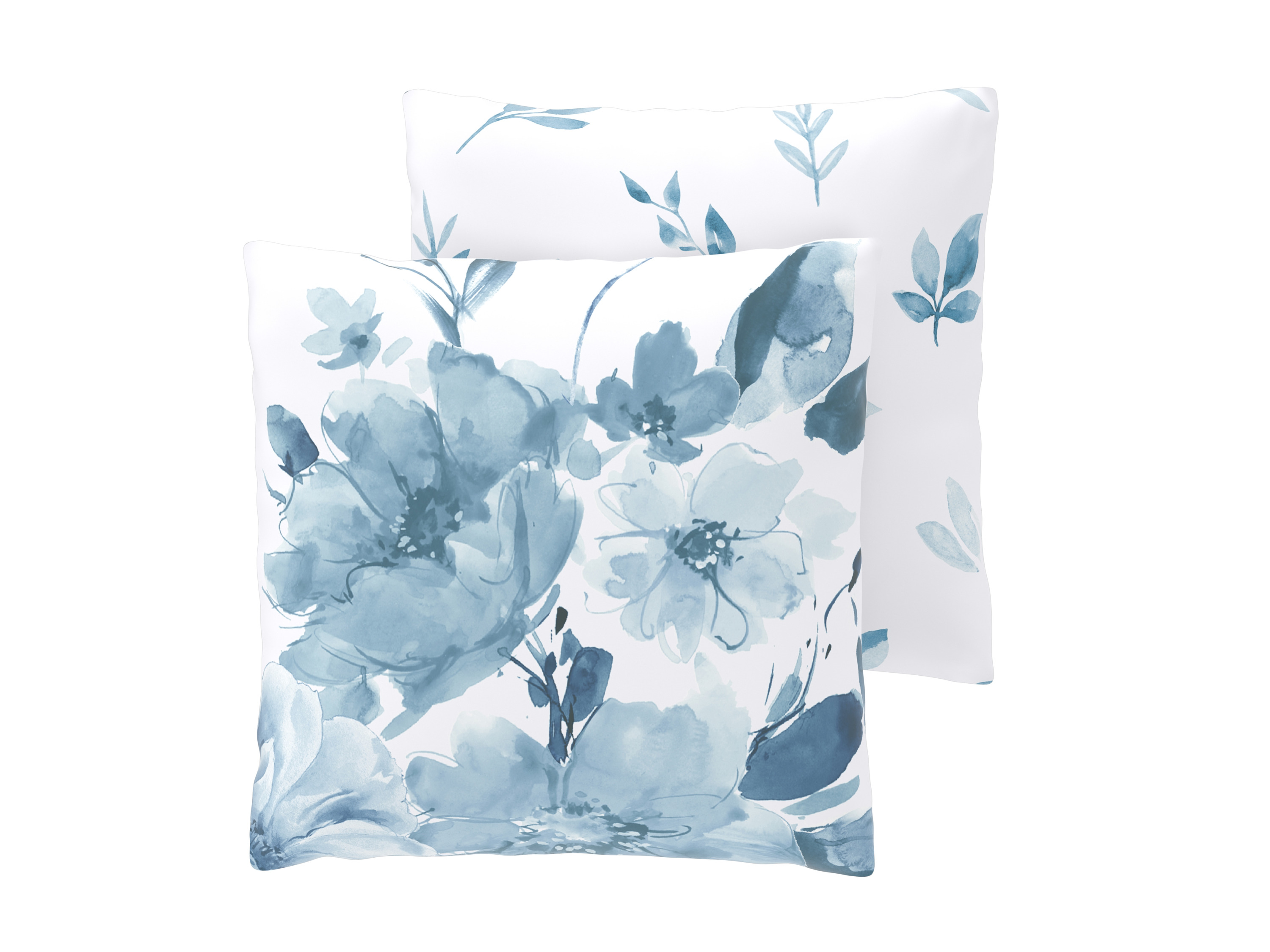 LIVARNO® Komplet 2 poszewek na poduszki z bawełny renforcé, 40 x 40 cm (Kwiaty/ biały)