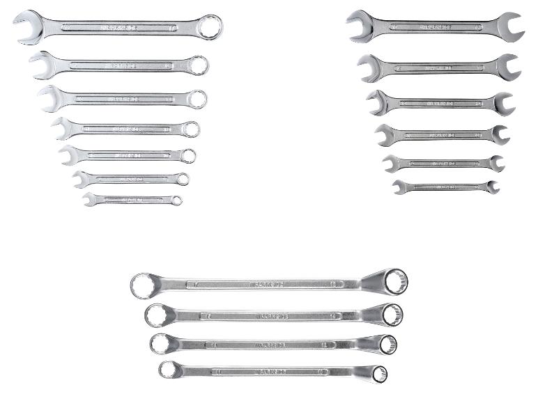 Zestaw kluczy Parkside o różnych rozmiarach.