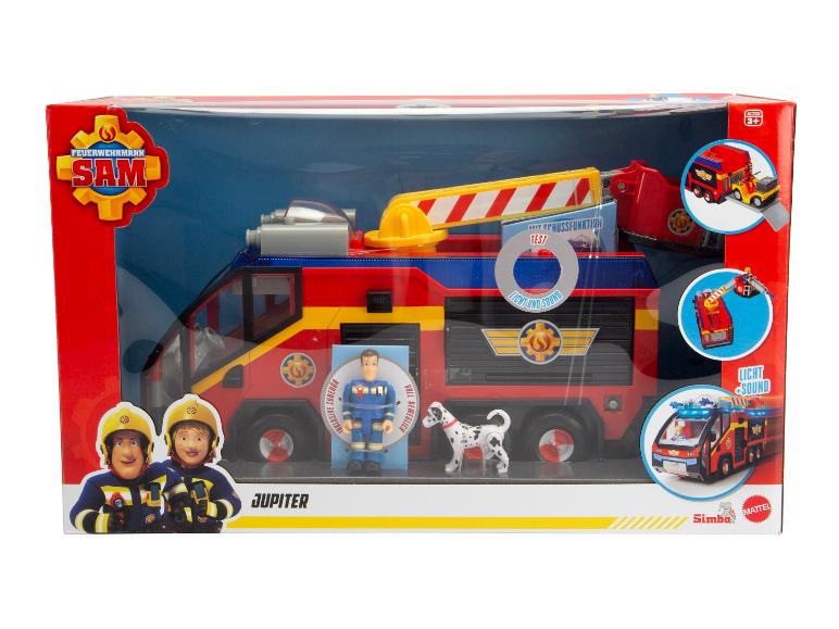 Samochód strażacki Simba Fireman Sam Jupiter z figurkami i dalmatyńczykiem.