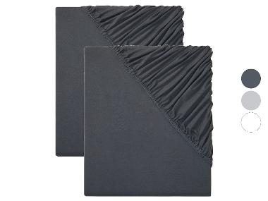LIVARNO home Komplet prześcieradeł z dżerseju z gumką, 140-160 x 200 cm