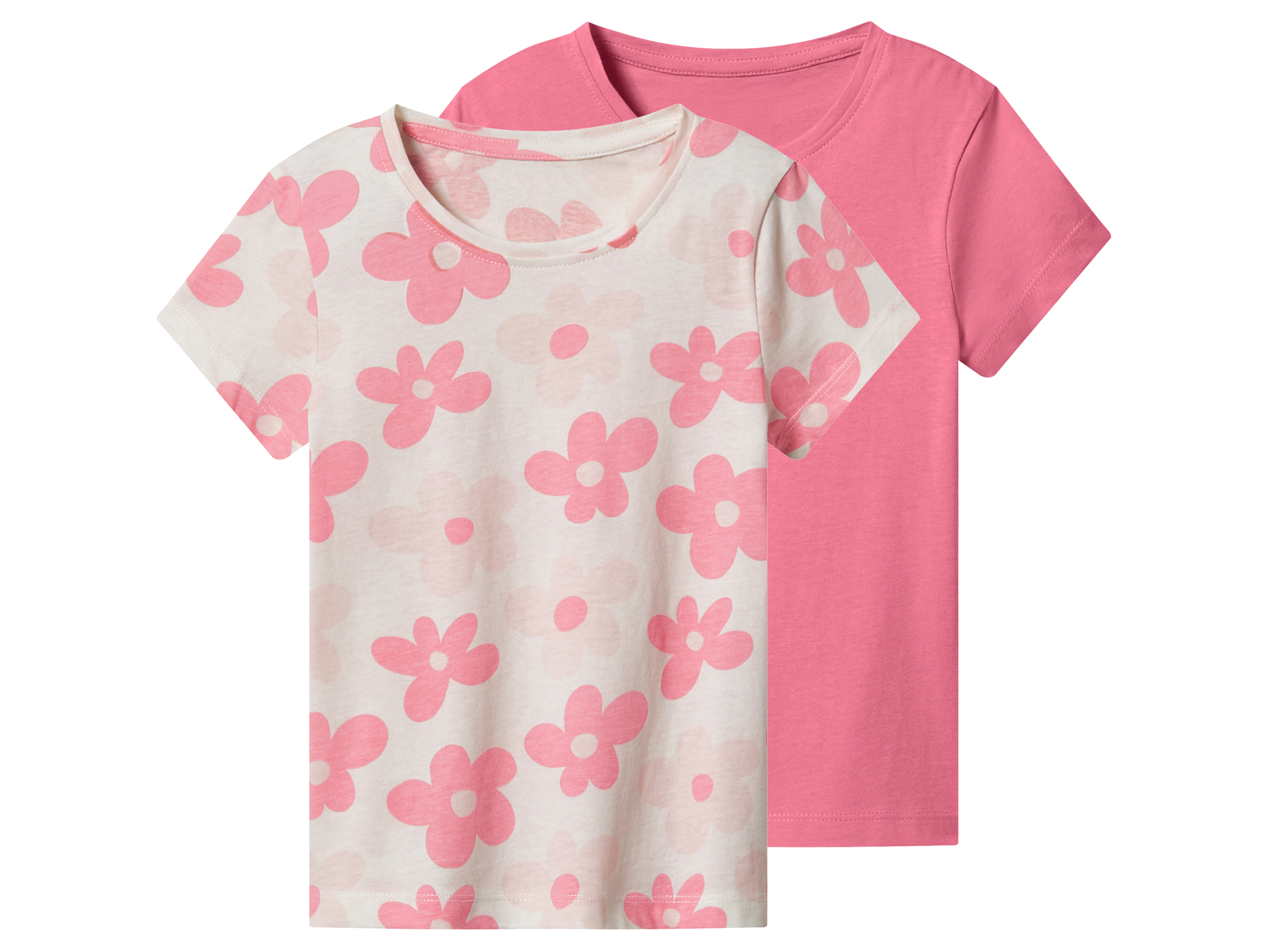 lupilu® Zestaw 2 t-shirtów dziecięcych z bawełny (Różowy/ biały, 98/104)