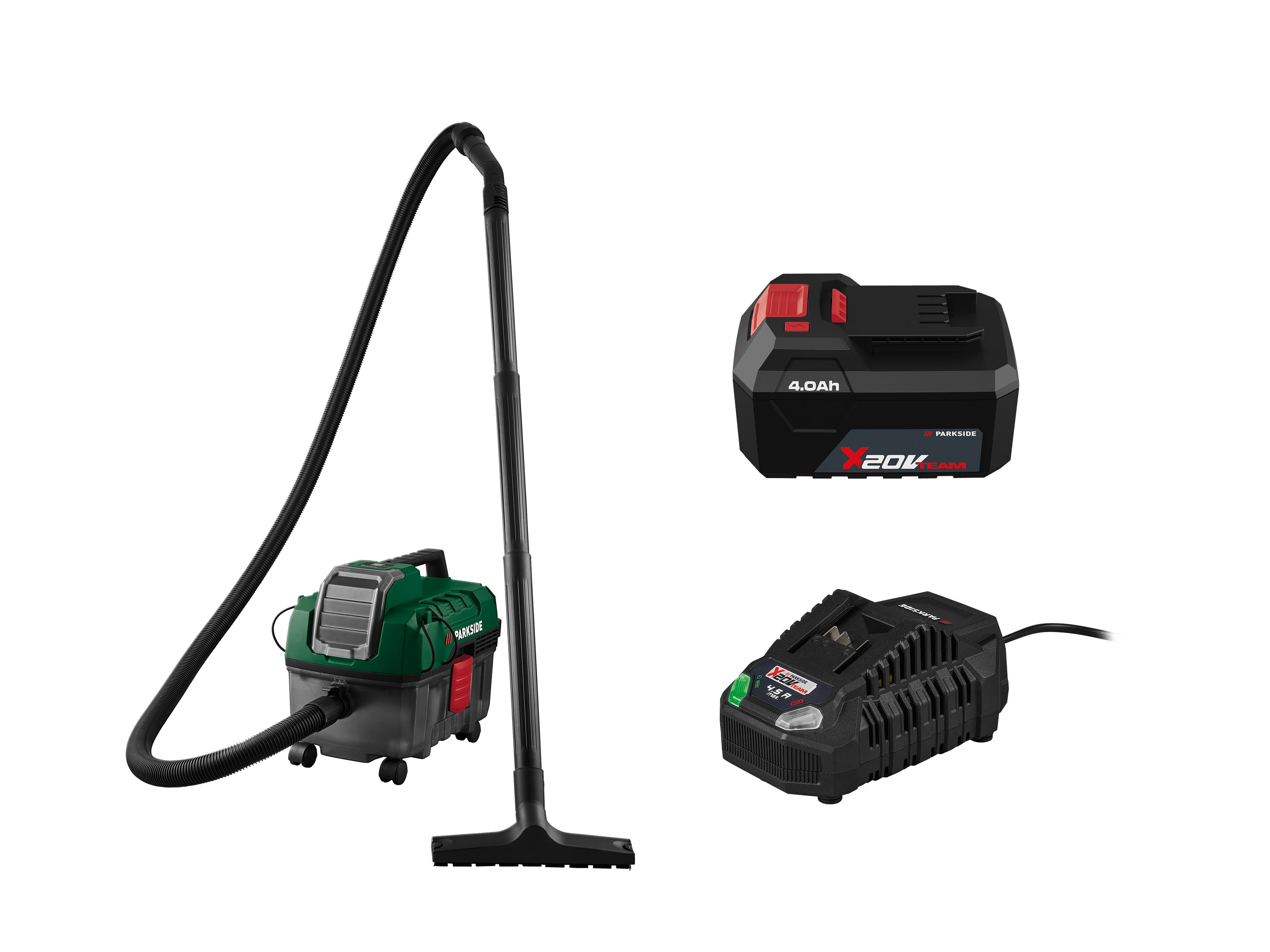 PARKSIDE® Zestaw Odkurzacz na mokro i sucho 20 V z akumulatorem 4 Ah i ładowarką 120 W