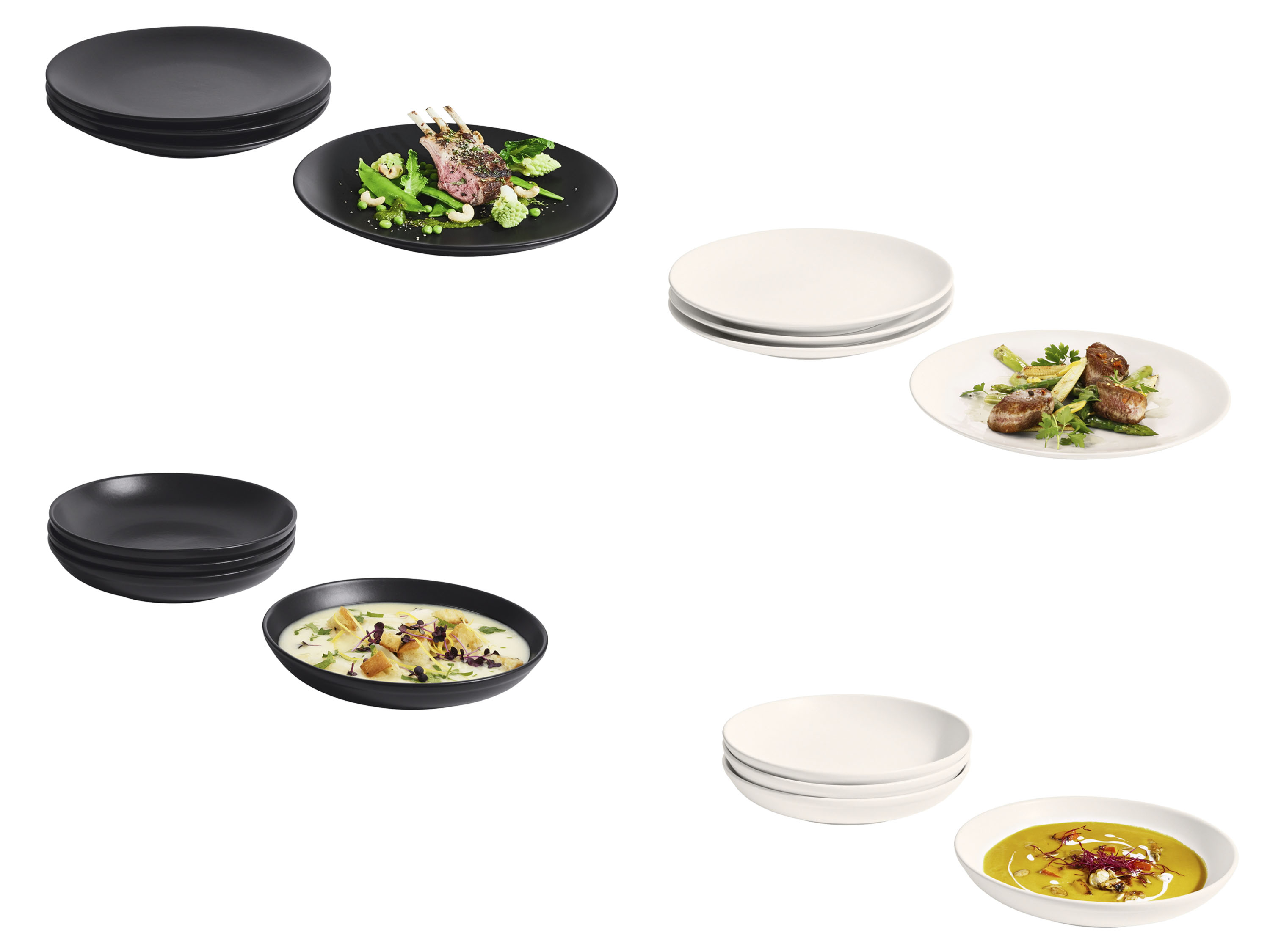 SILVERCREST® Zestaw talerzy obiadowych lub głębokich, 4-elementowy