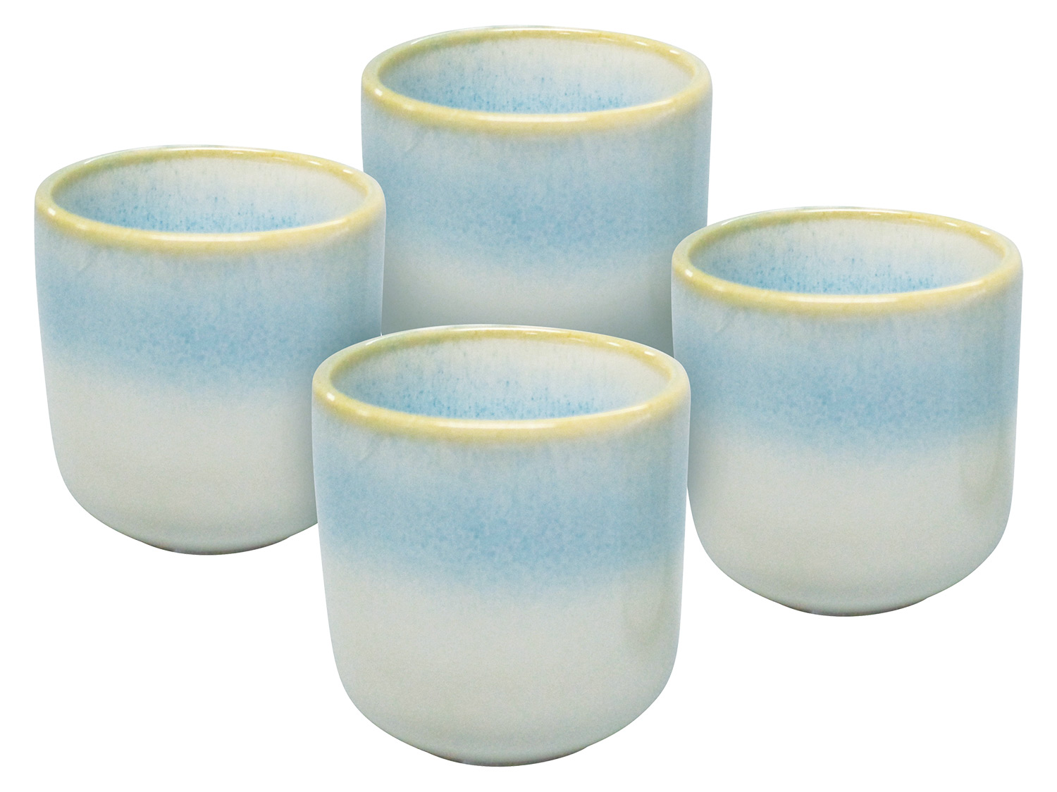 vanWell Komplet 4 kubeczków do espresso z ceramiki z porowatą glazurą, 130 ml (Morski)