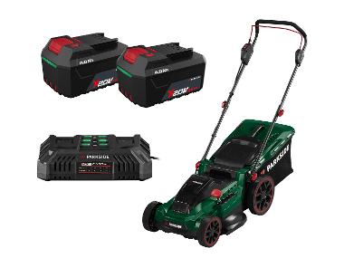 PARKSIDE® Zestaw Kosiarka akumulatorowa, 40 V z 2 akumulatorami, 4 Ah i podwójną ładowarką, 2 x 4,5 A