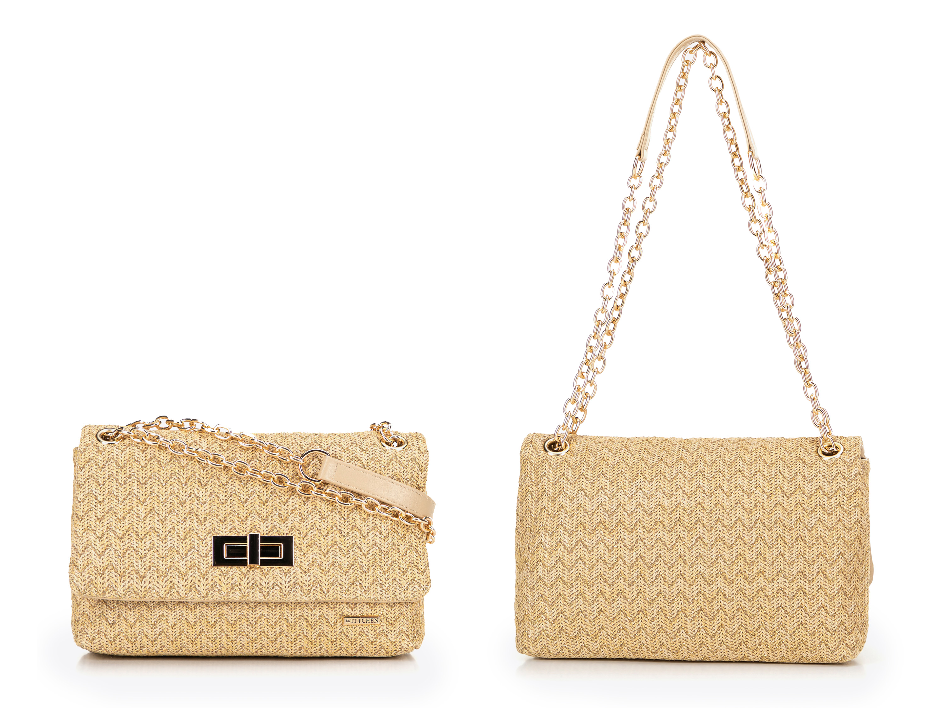 WITTCHEN Torebka / plecak damski z rafii, 27 wzorów (Torebka crossbody, Żółty)