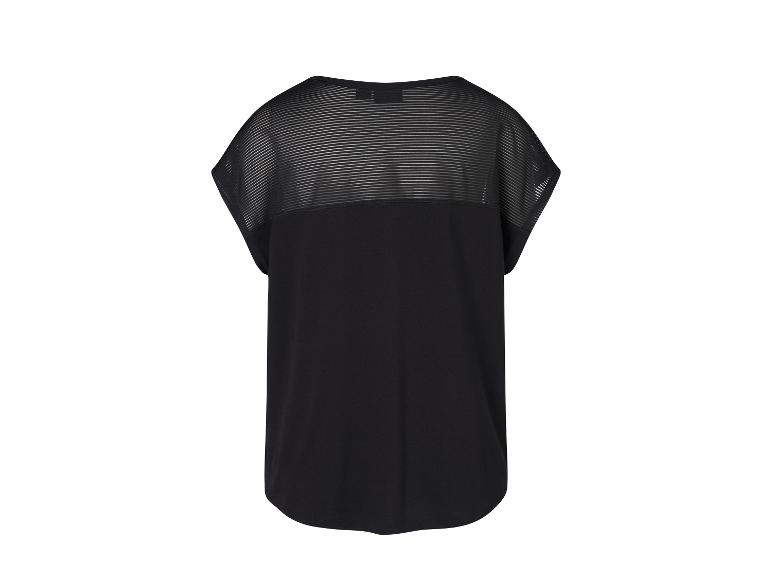 Czarny T-shirt z siateczkowymi detalami na ramionach i plecach