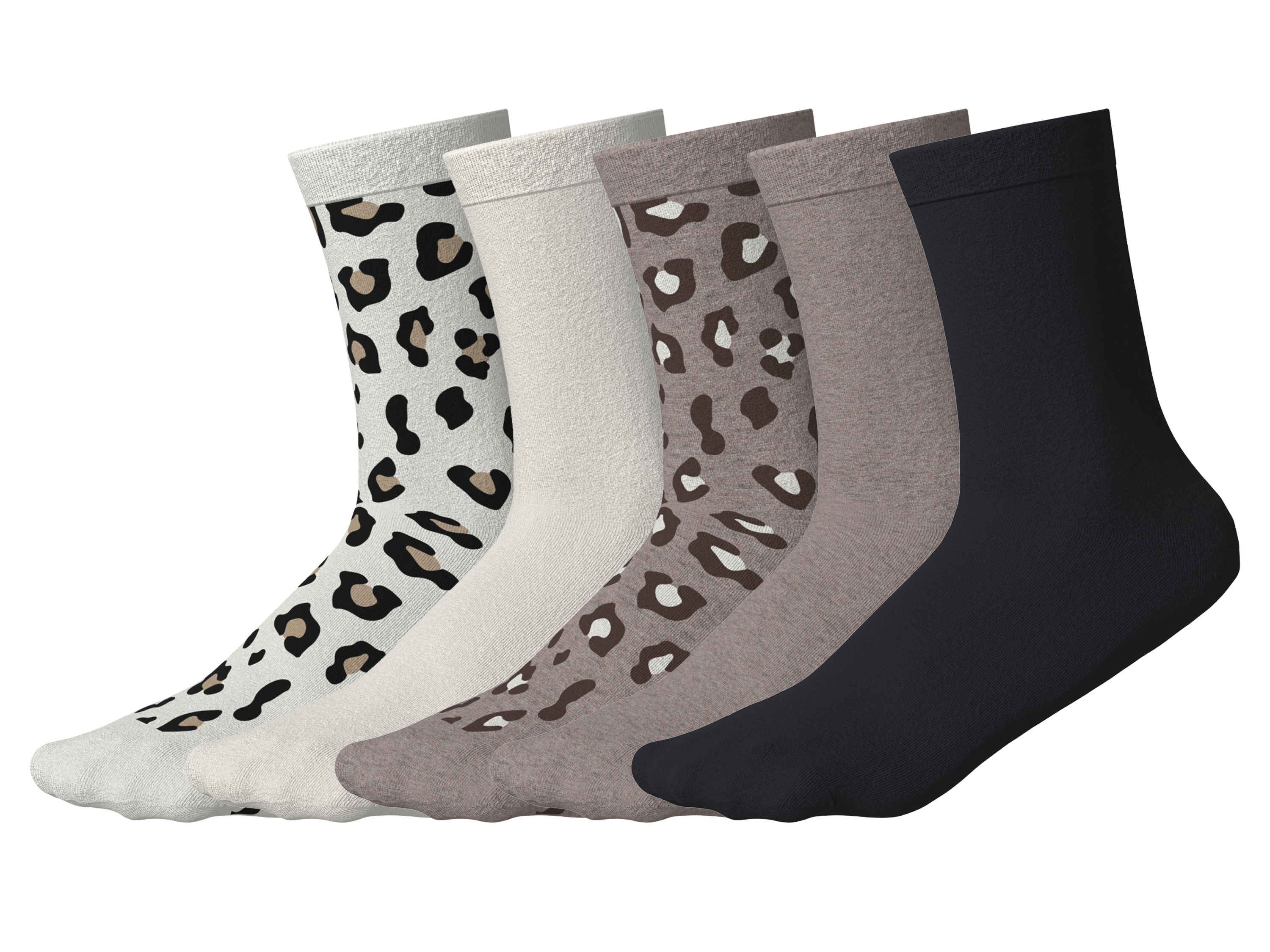 ESMARA® Skarpetki damskie 5 par (wzorzysty/biały/beżowy/czarny, 39-42)