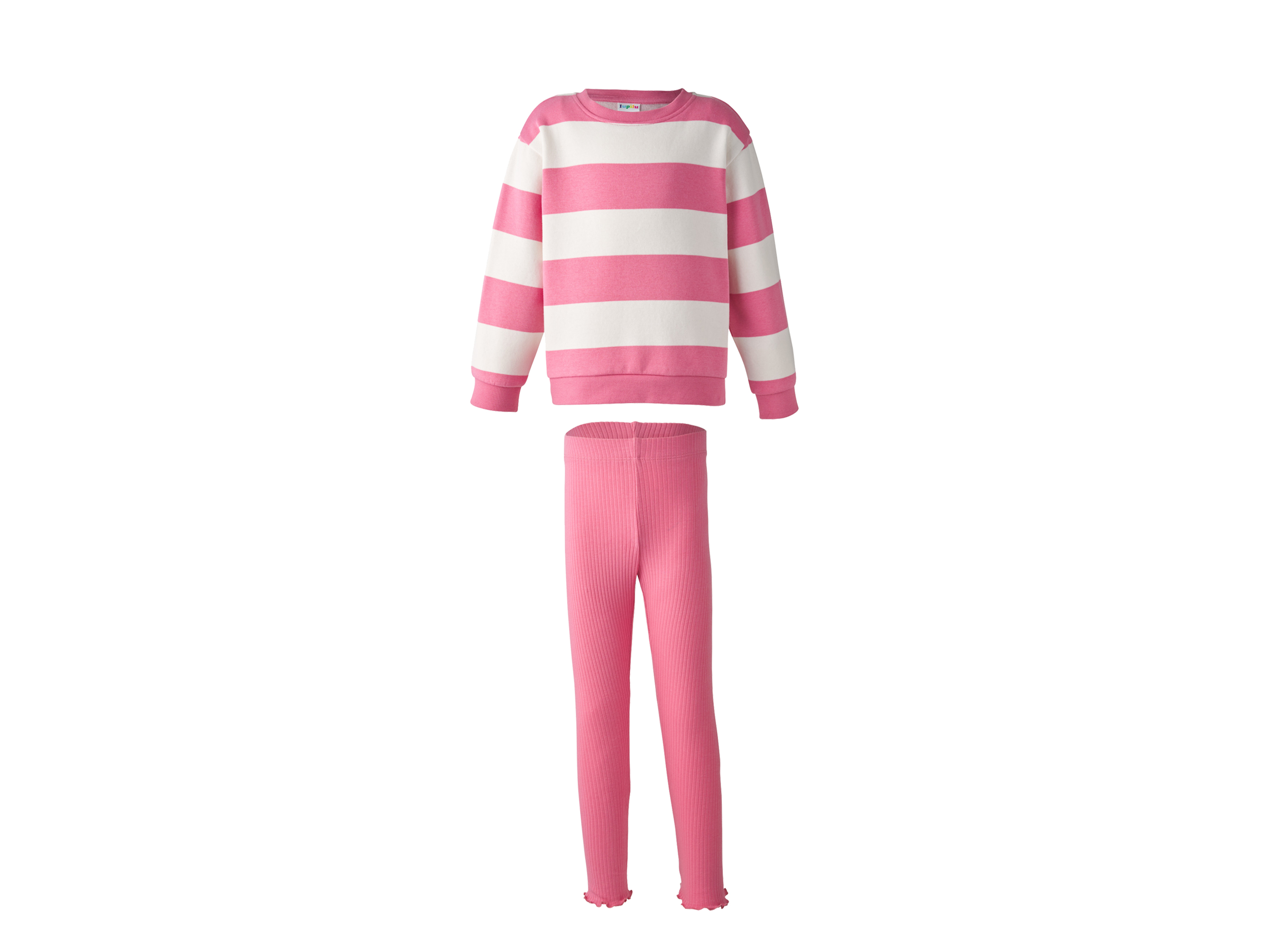 LUPILU® Zestaw dziecięcy: bluza dresowa i spodnie lub legginsy (Różowy, 110/116)