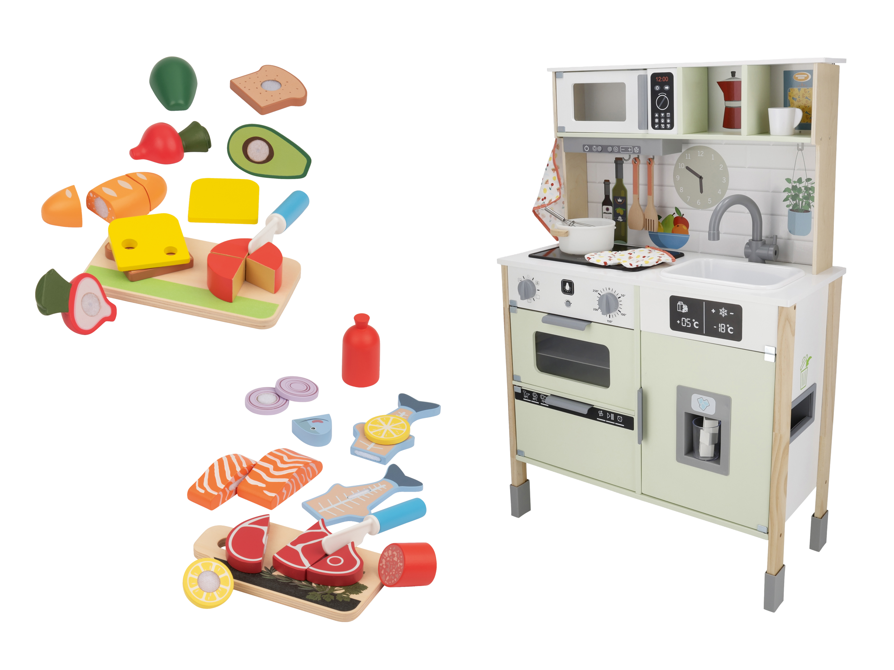 LUPILU® Zestaw drewnianych produktów spożywczych (Ryby i mięso)