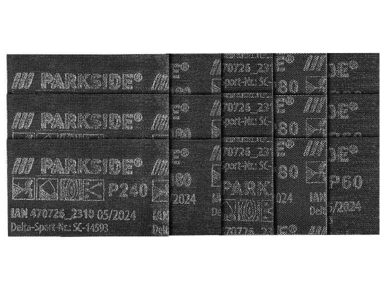 Pasy ścierne o różnej ziarnistości, w tym P240 i P60, z numerami artykułów i datami.