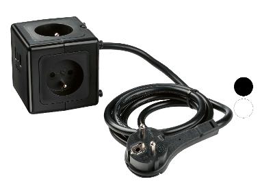 TRONIC® Przedłużacz kostka z gniazdkami i portami USB