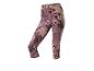 Damskie legginsy capri z abstrakcyjnym wzorem w odcieniach fioletu i brązu.