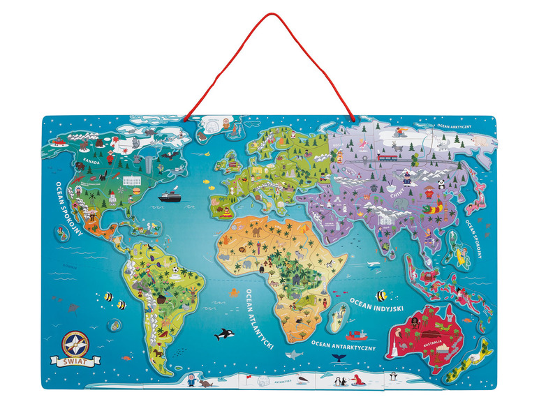 Pełny ekran: Playtive Drewniana mapa świata lub Europy z magnetycznymi puzzlami, 95 elementów - zdjęcie 2