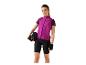 Kamizelka i spodenki rowerowe, kask i rękawiczki.