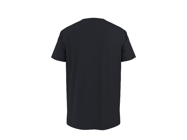 Czarny T-shirt z krótkim rękawem, widok z tyłu.