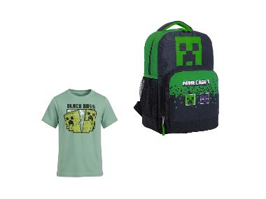 Zestaw szkolny dla dzieci z kolekcji Minecraft: plecak Creeper i zielony t-shirt 134/140