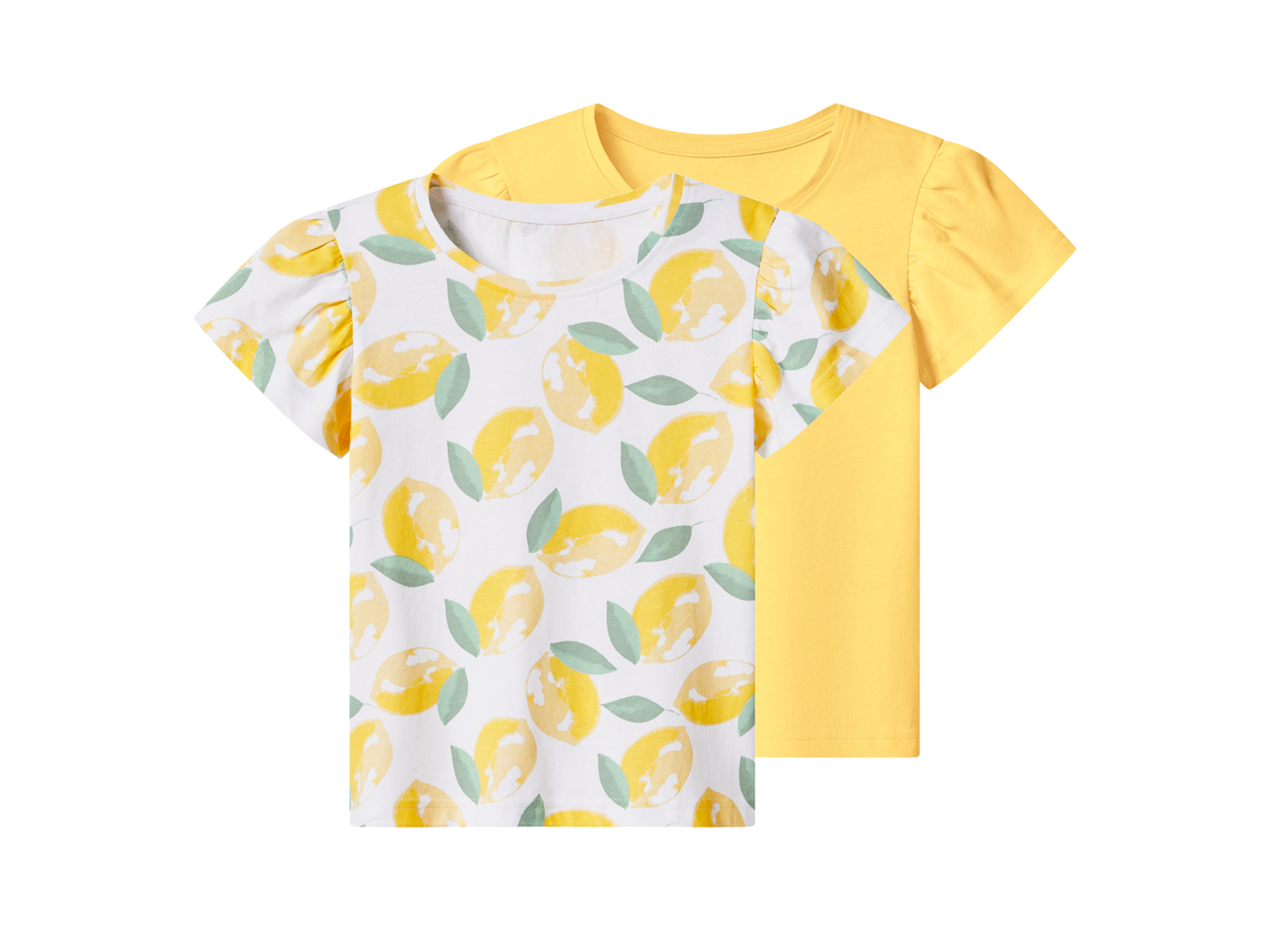 LUPILU® T-shirty dziecięce z bawełny, 2 sztuki (Biały/żółty, 122/128)