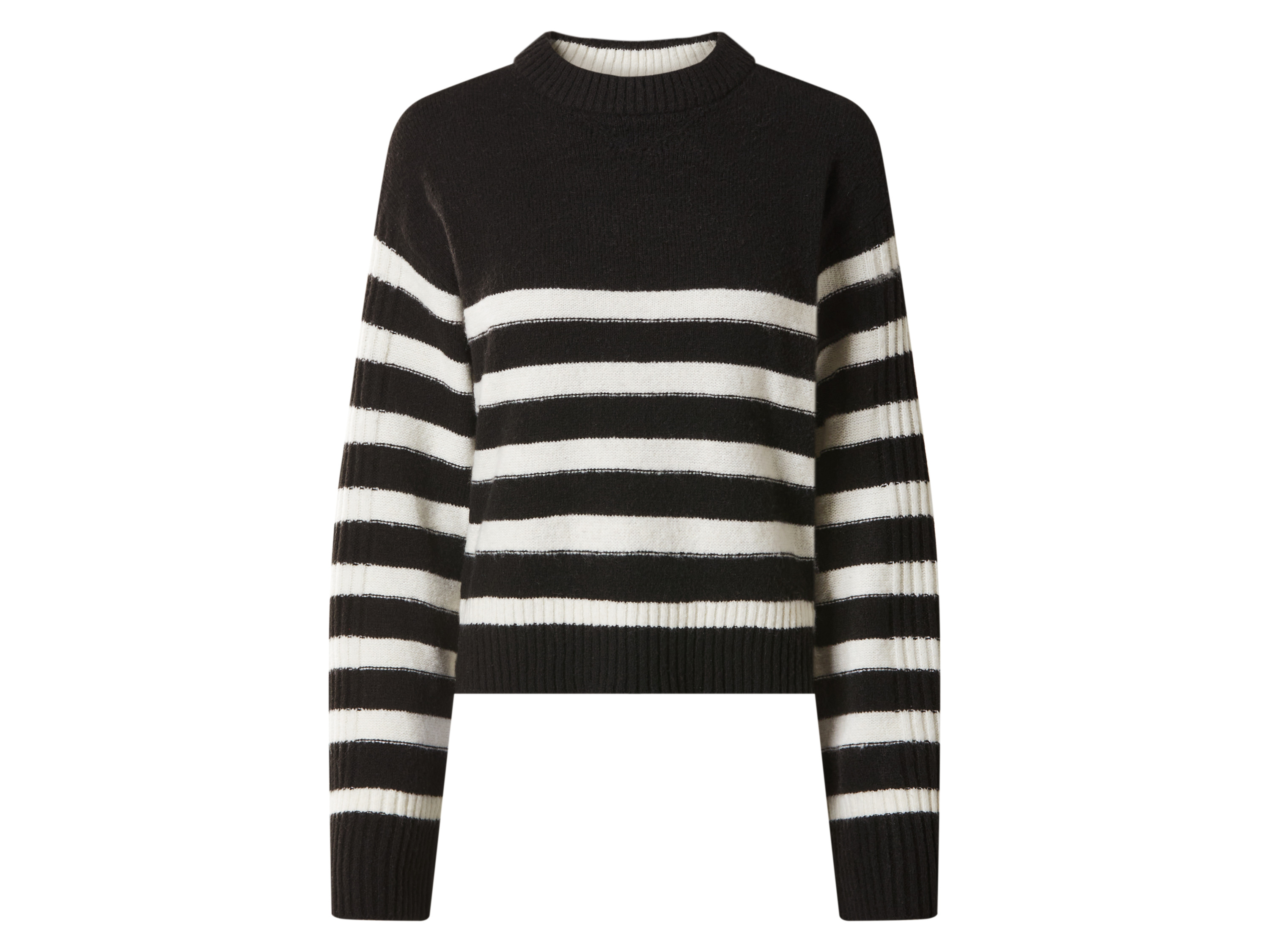 ESMARA® Sweter damski z dzianiny (Czarny/biały, S(36/38))