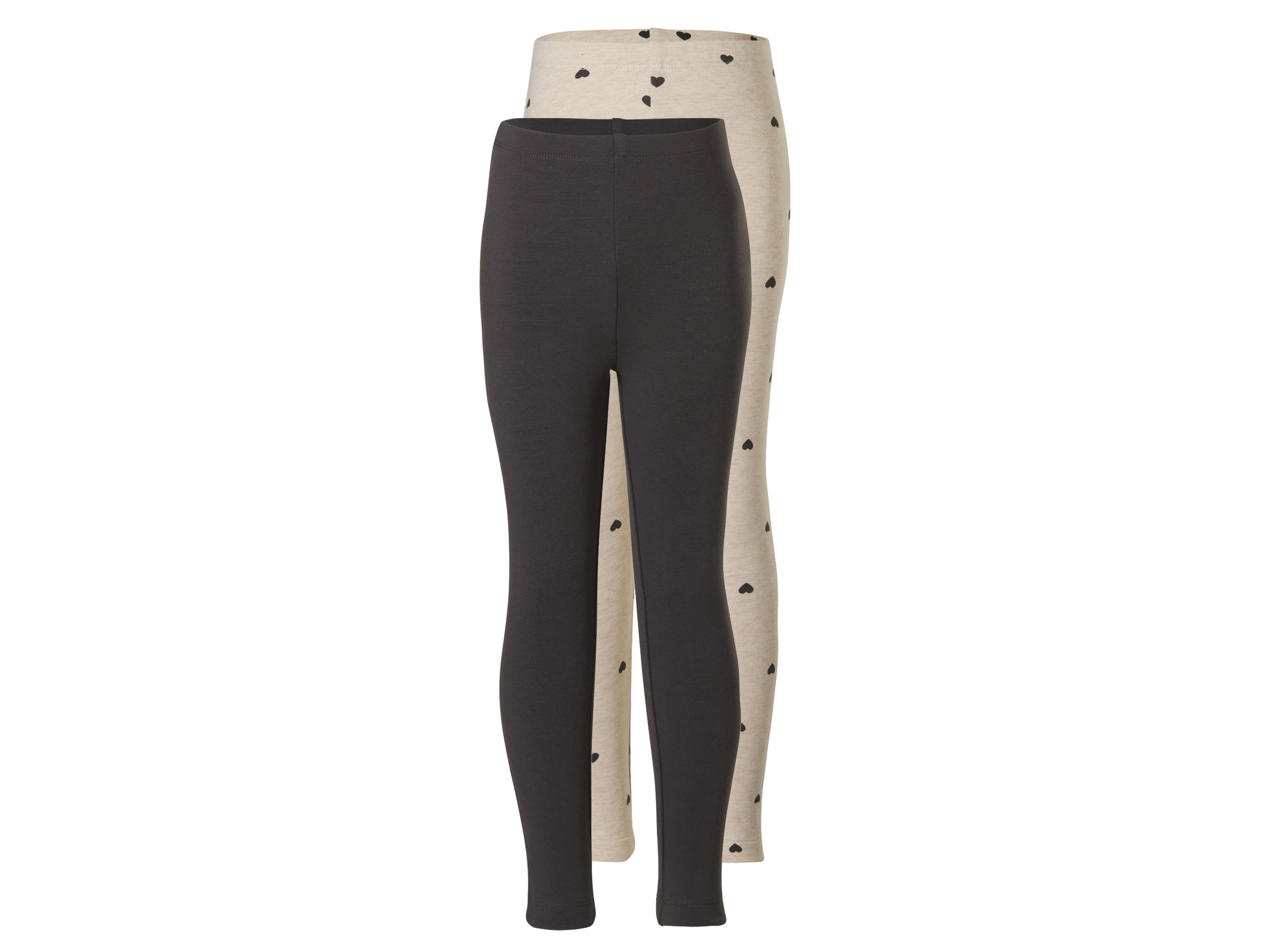 LUPILU® Legginsy termiczne dziecięce z bawełną, 2 pary (Beżowy/szary, 122/128)