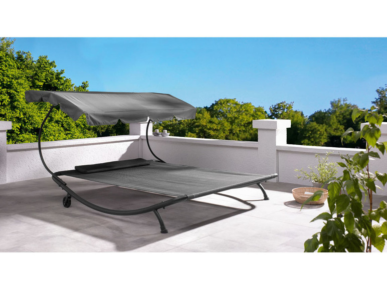 Pełny ekran: LIVARNO home Podwójny leżak ogrodowy z daszkiem przeciwsłonecznym, 200 x 200 cm - zdjęcie 2