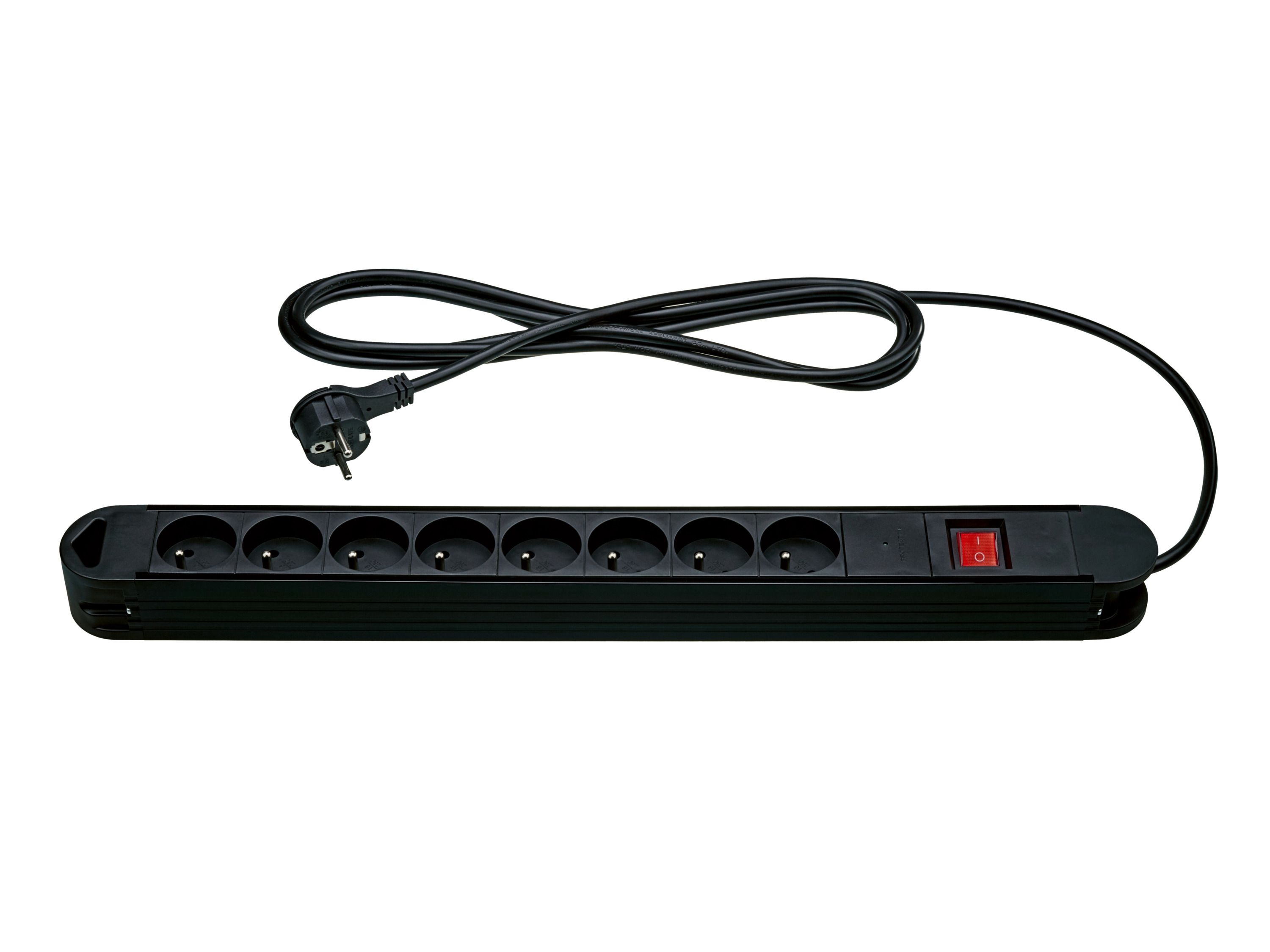 TRONIC® Listwa zasilająca z 8 gniazdami i płaską wtyczką (Czarny)