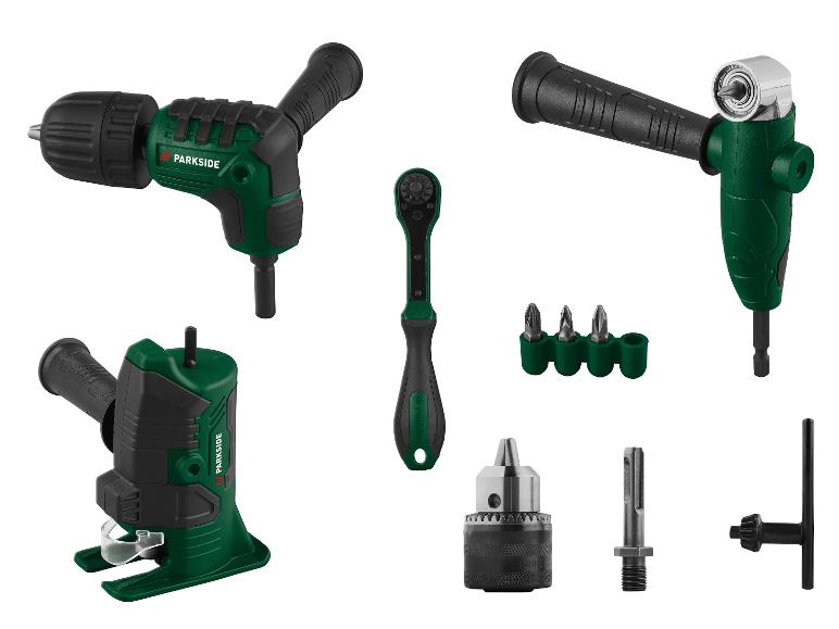 Wiertarka, śrubokręt i akcesoria Parkside