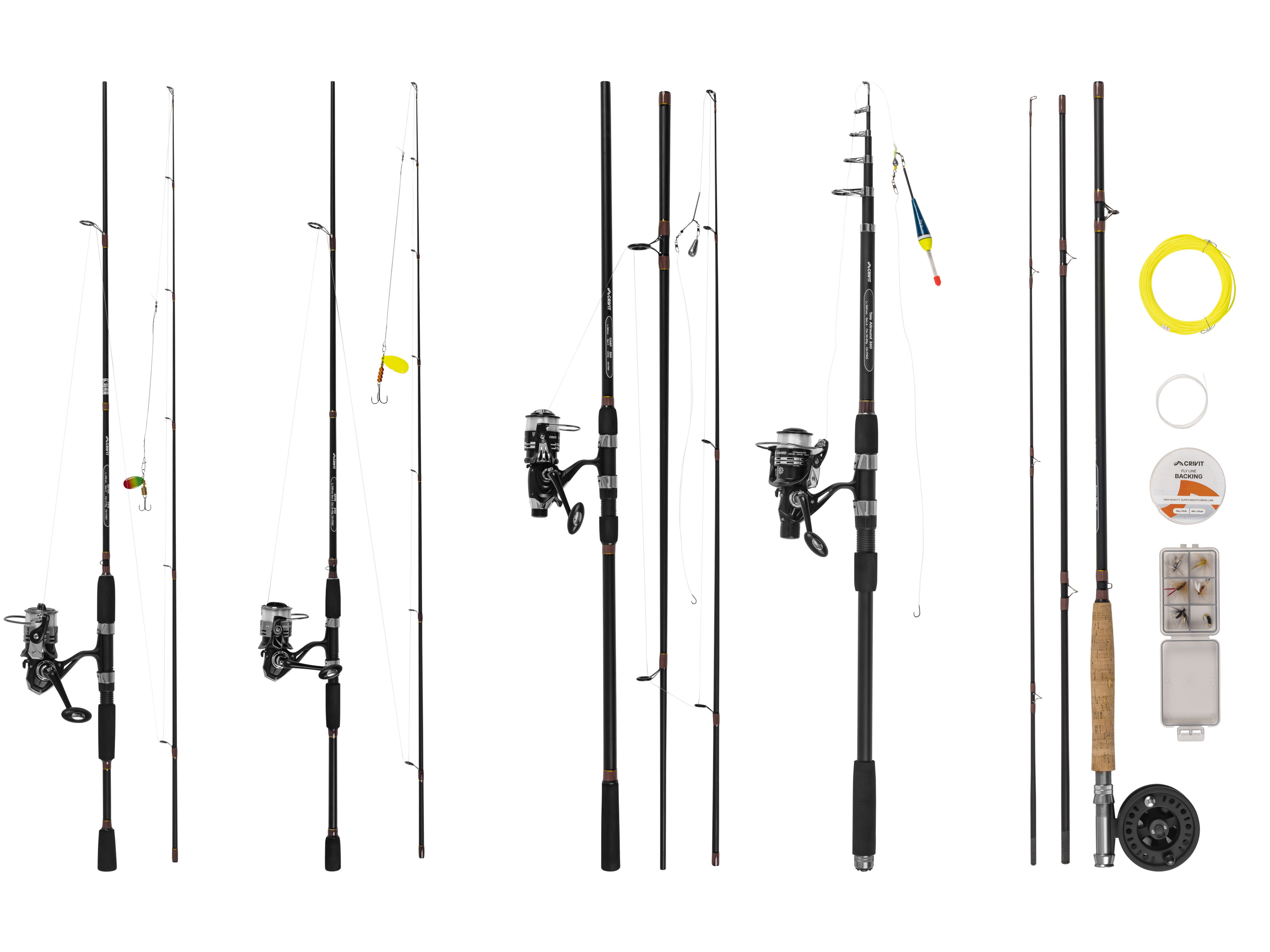 CRIVIT Zestaw wędkarski Spin 198 / Spin 240 / Carp 360 / Allround 360 / Easy Fly 240