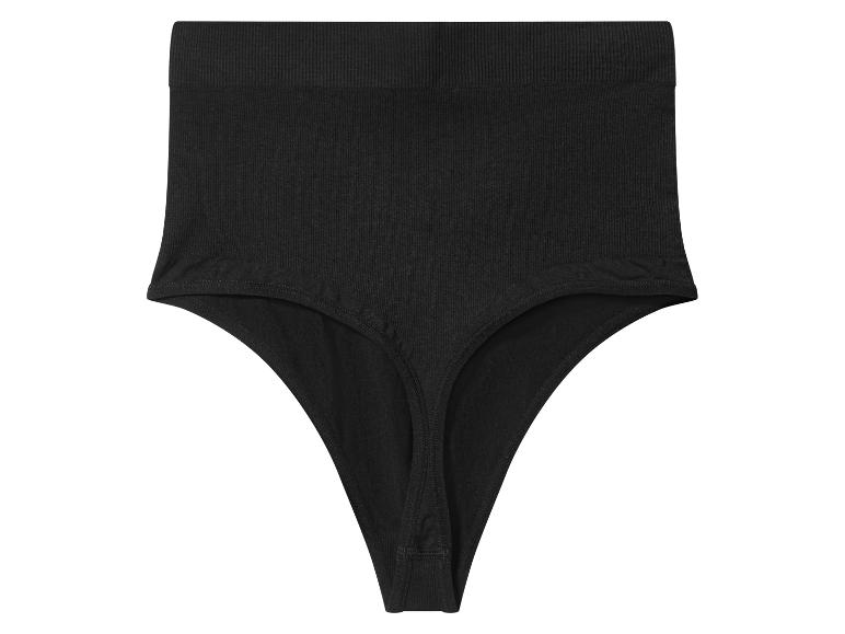 Czarne stringi z wysokim stanem z prążkowanego materiału