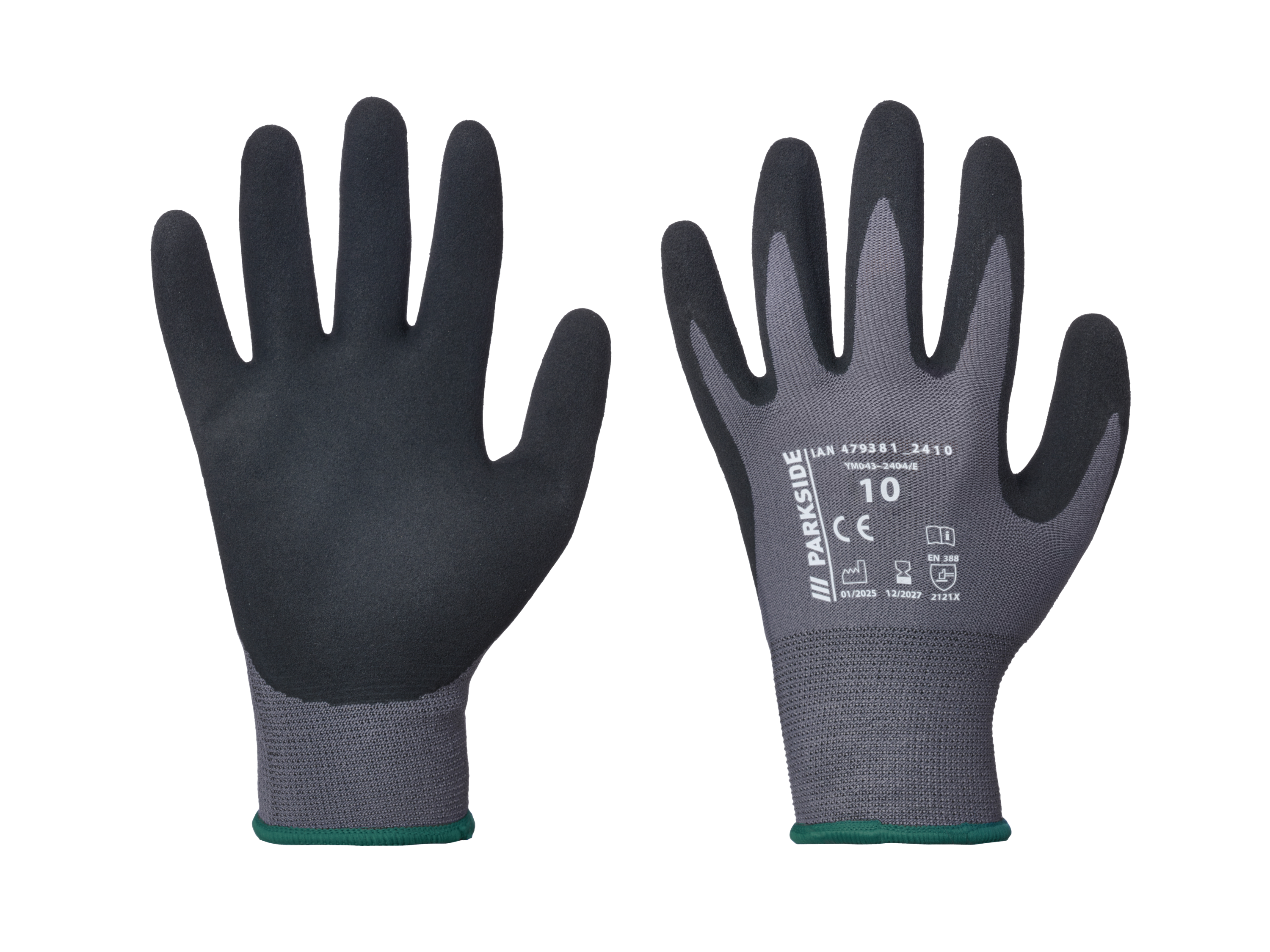 PARKSIDE® Rękawice robocze, lateksowe (Czarny/ zielony, 10)